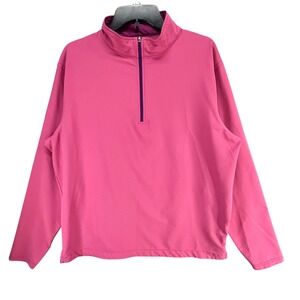 Peter Millar Perth Melange Performance Quarter-Zip Pullover Pink Golf Stretch L